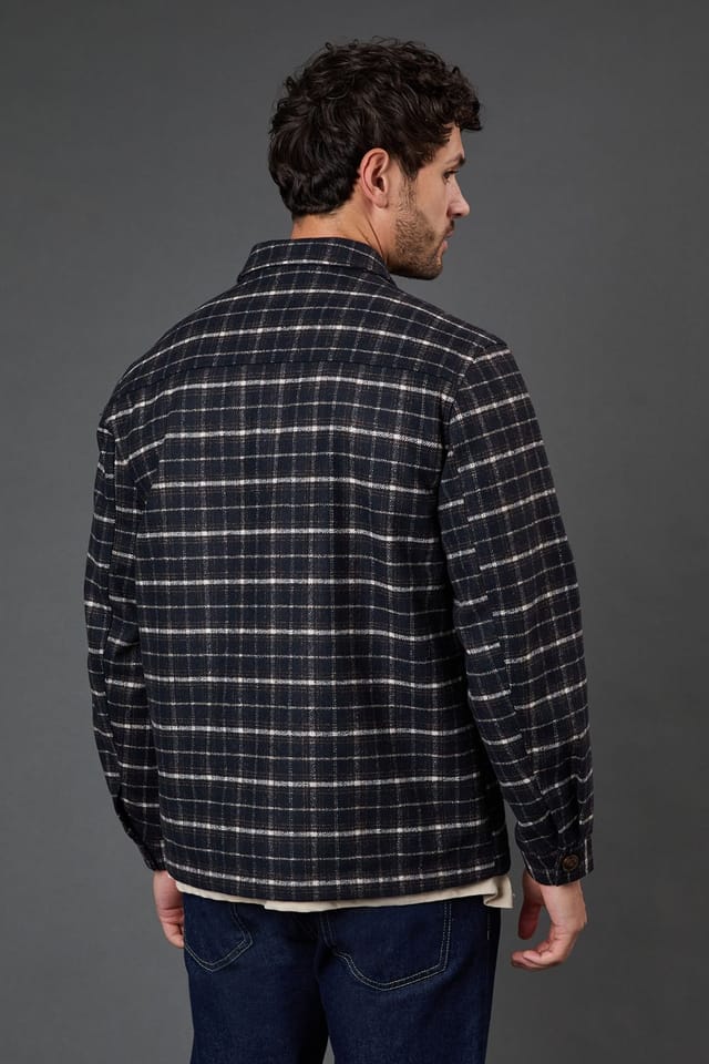 Burton Burton Men's Navy Check Wool Look Jacket - 3