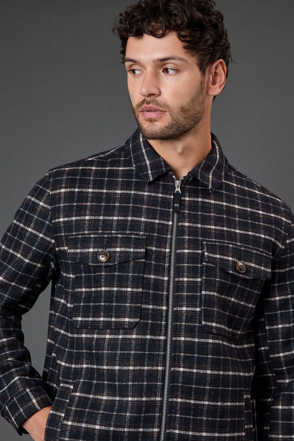 Burton Burton Men's Navy Check Wool Look Jacket - 4