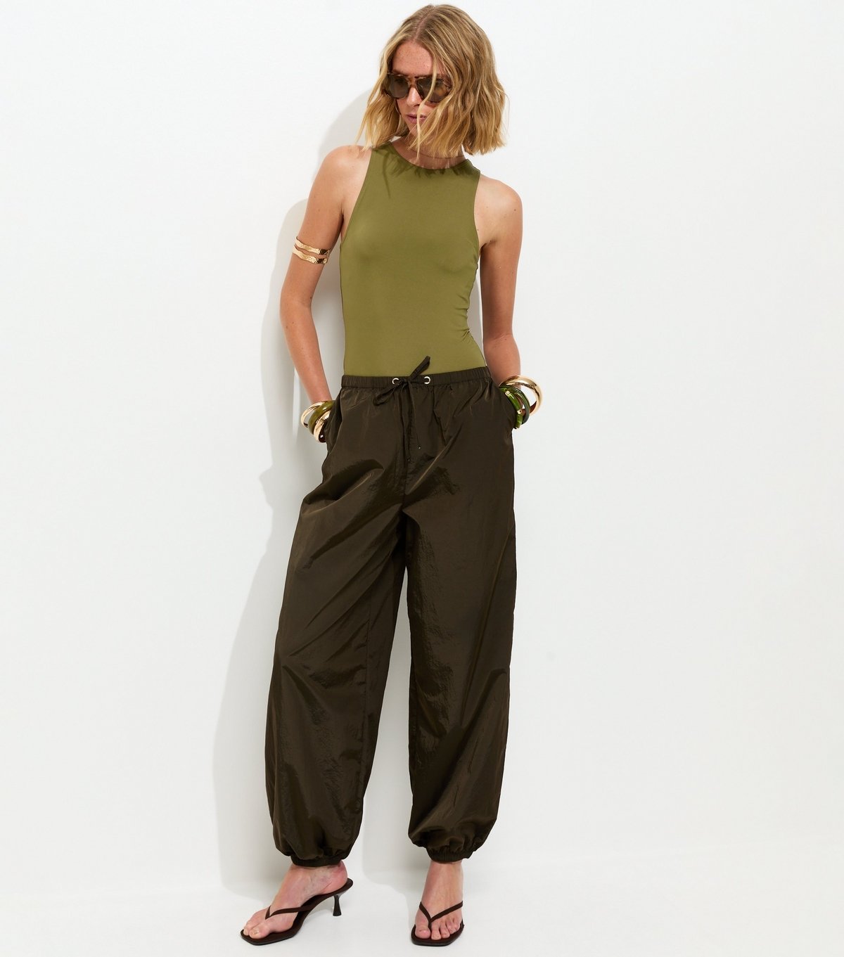 New Look Women's Khaki Jersey Racer Bodysuit New Look - 3