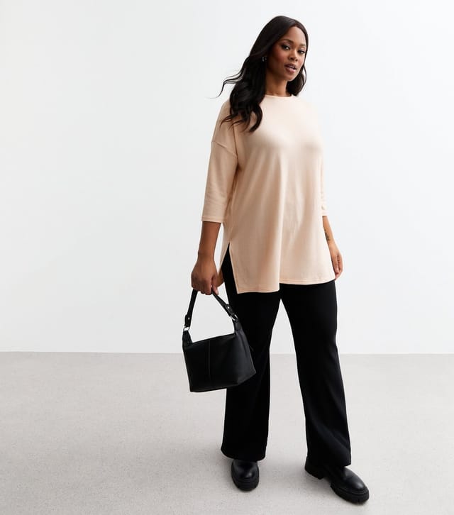 New Look Women's Plus Size Cream Soft Touch Slit Hem Top Curves New Look - 3