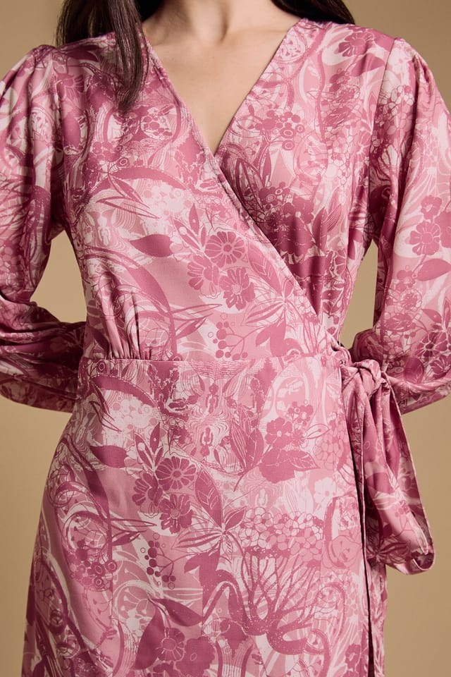 Oasis Oasis Women's Floral V Neck Maxi Wrap Dress in Pink - 2