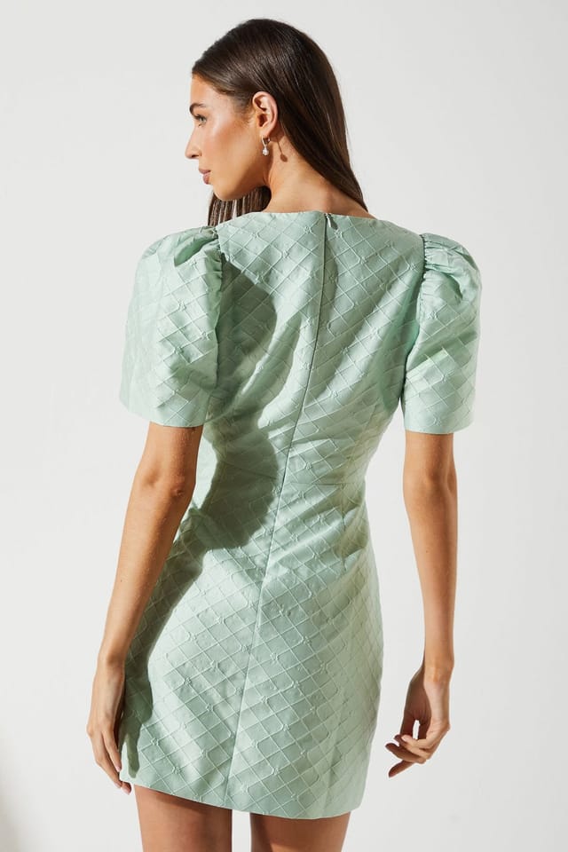 Coast Coast Women's Jacquard Bow Mini Dress in Mint - 3