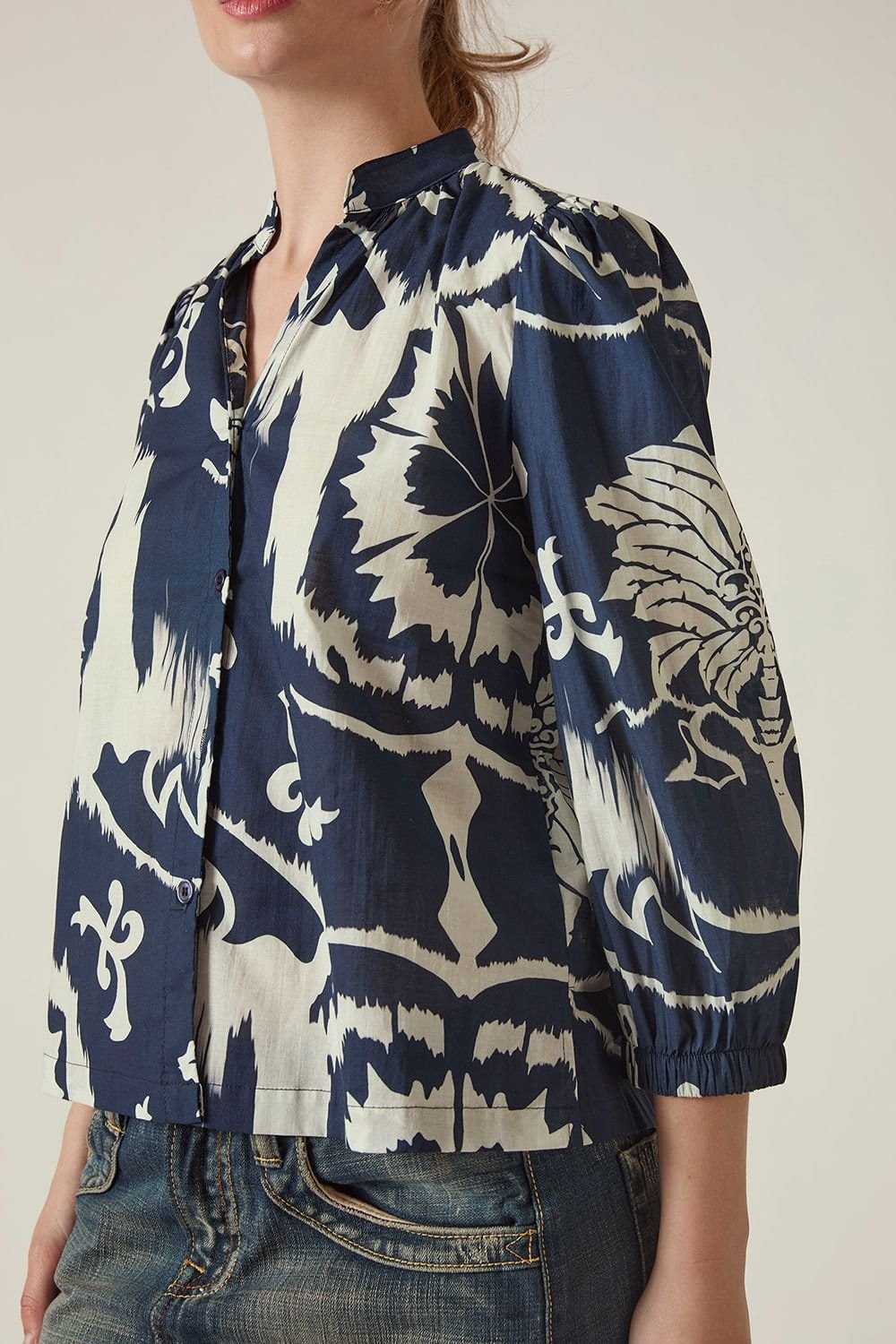 James Lakeland James Lakeland Women's Navy Ornamental Print Shirt - 4