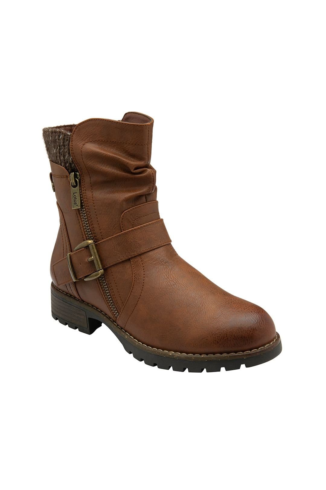 Lotus Lotus Women's Tan 'Jemma' Zip-Up Ankle Boots