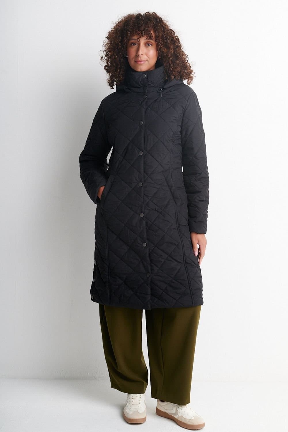 Klass. Klass. Women's Hooded Diamond Quilted Coat in Black