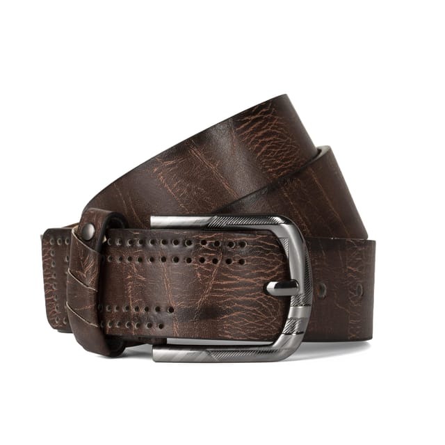 Woodland Leathers Woodland Leathers Men's Mens Jeans Belt, Vintage Effect 1.5" Distressed Leather Belt in Brown - 3