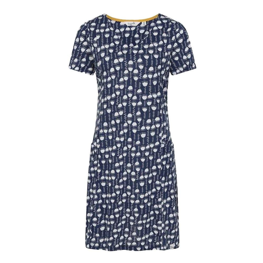 Lazy Jacks Lazy Jacks Women's Seedling V Neck Short-Sleeved Dress in Blue