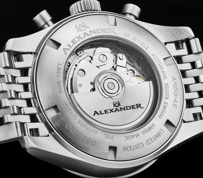Alexander Alexander Men's A450 Megalos Limited Edition 43mm Classic Chronograph Luxury Watch Silver Case, Champagne Dial in Rose Gold - 4