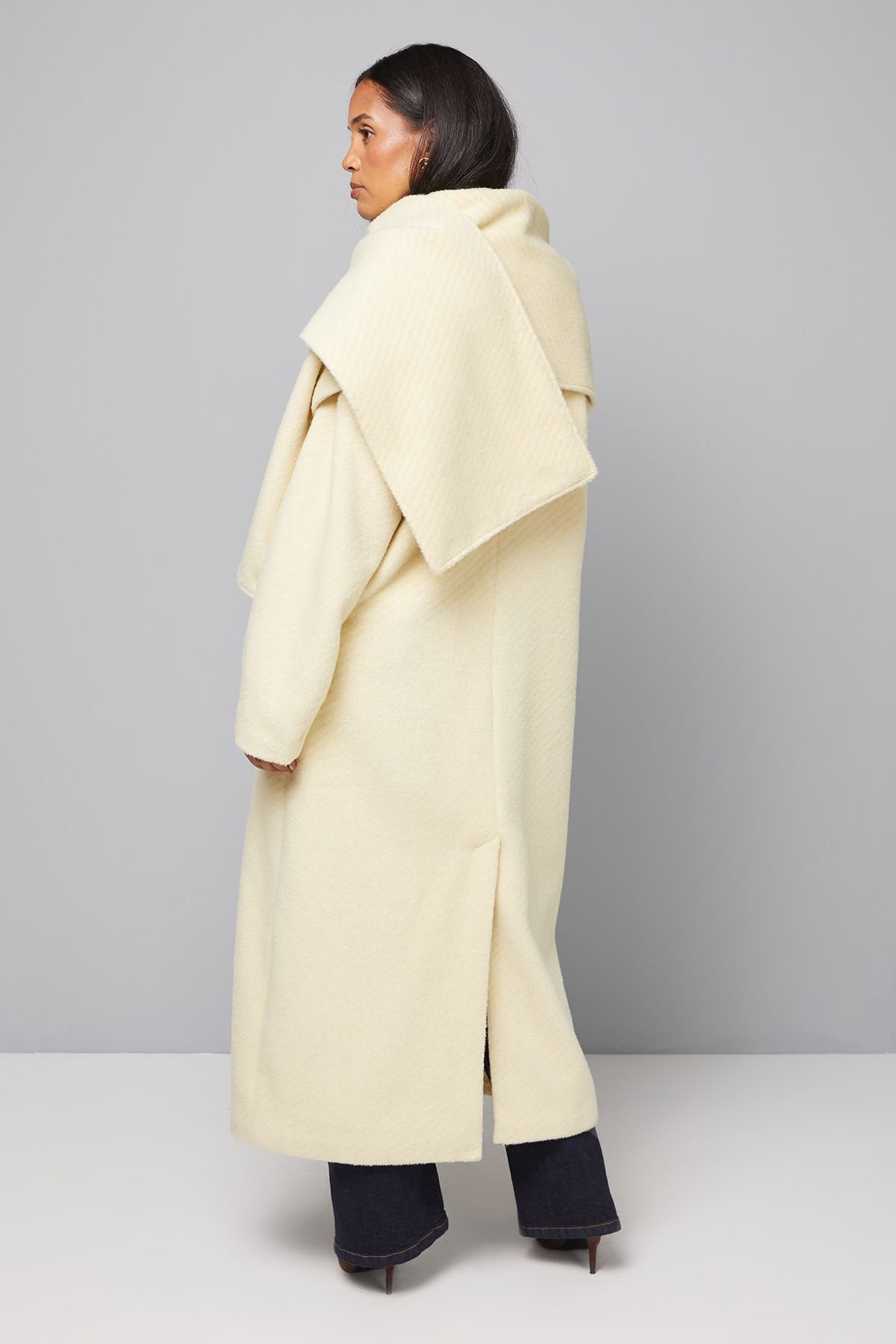 Wallis Wallis Women's Double Breasted Twill Scarf Detail Coat in Yellow - 3