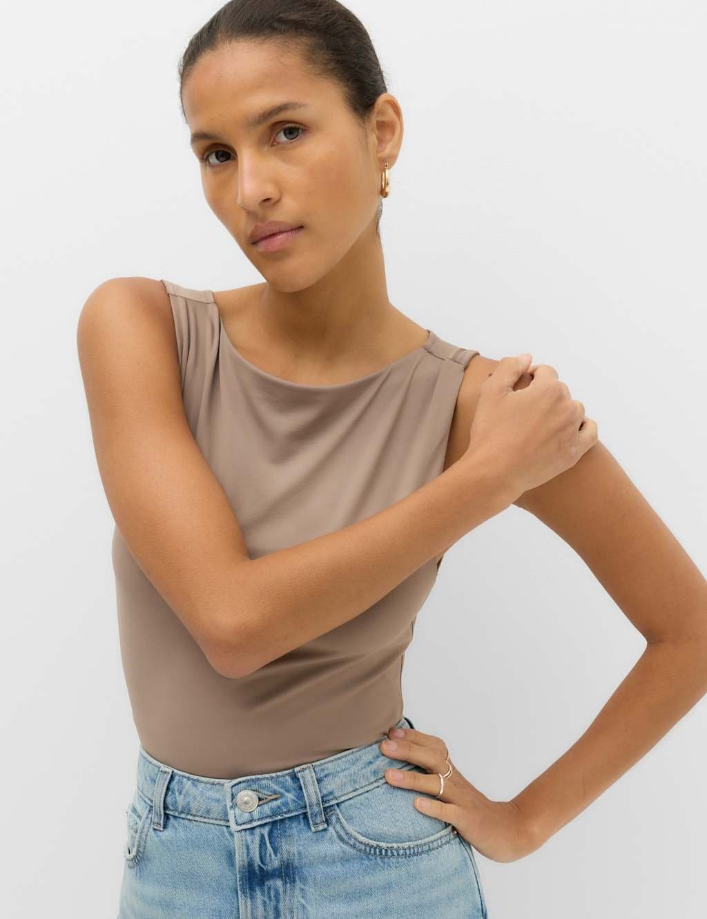 Marks & Spencer M&S Slash Neck Vest Bodysuit Neutral