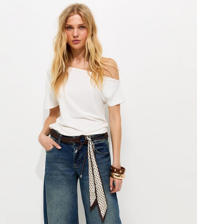 New Look Dark Brown Plaited Belt with Polka Dot Scarf New Look - 2