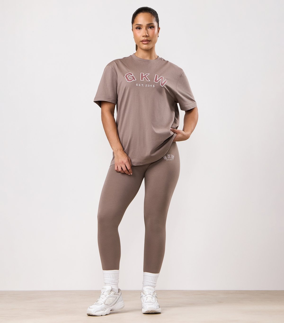 Gym King Women's Light Brown Embroidered Logo Leggings Gym King New Look - 2