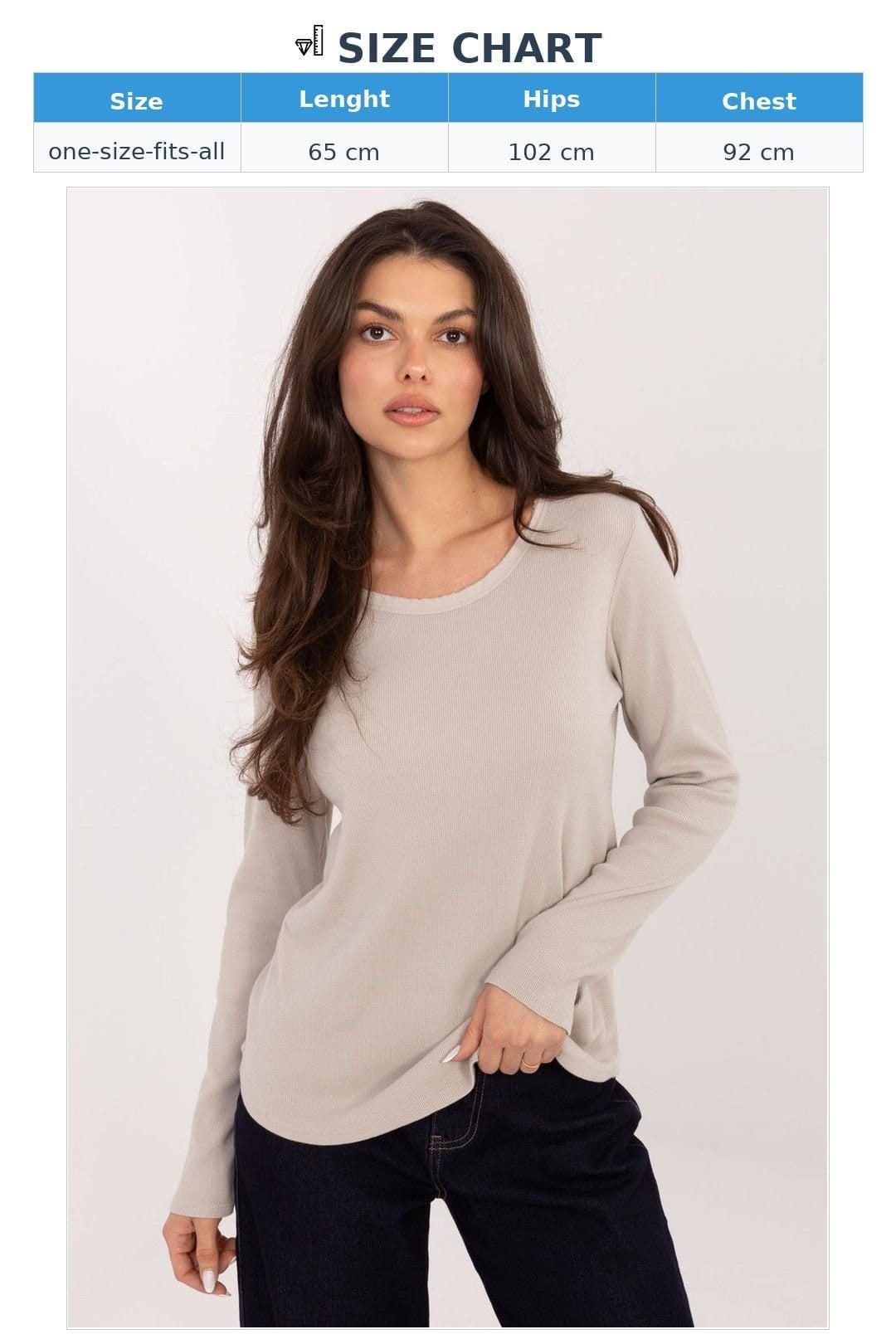 Love Lace Love Lace Women's Cotton Rib Long Sleeve Casual Blouse in Beige - 4