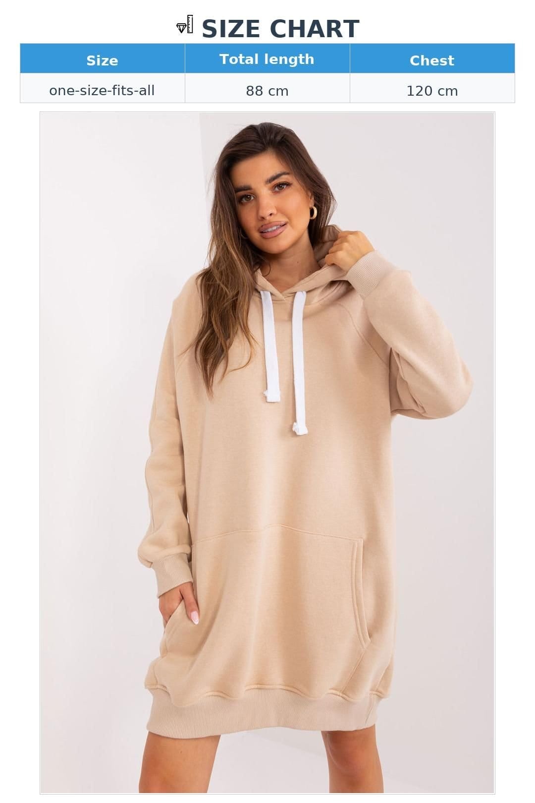 Love Lace Love Lace Women's Long Hoodie Sweatshirt with Kangaroo Pocket in Beige - 4