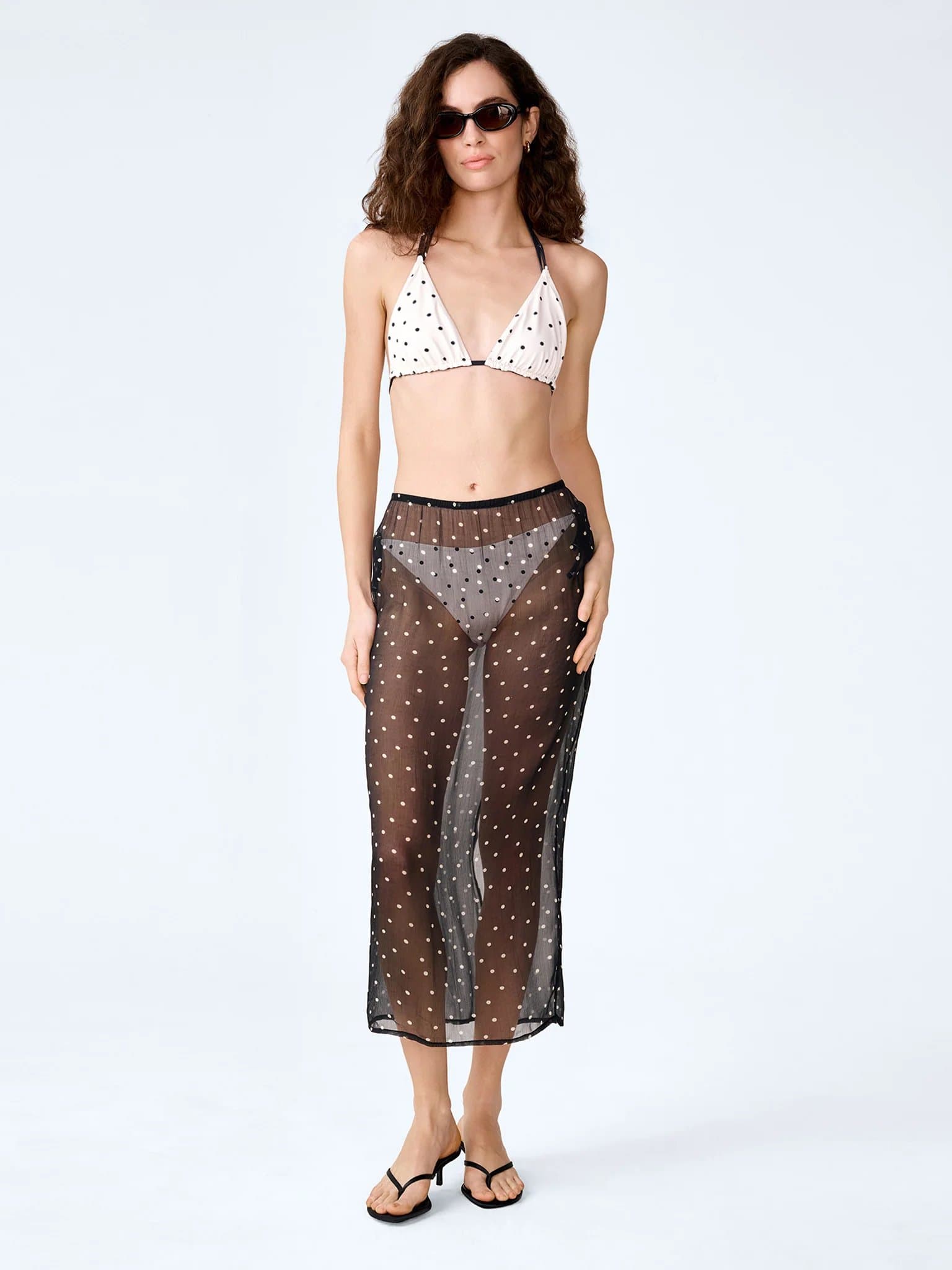 OMNES Sumba Mesh Skirt in Black Polka Dot