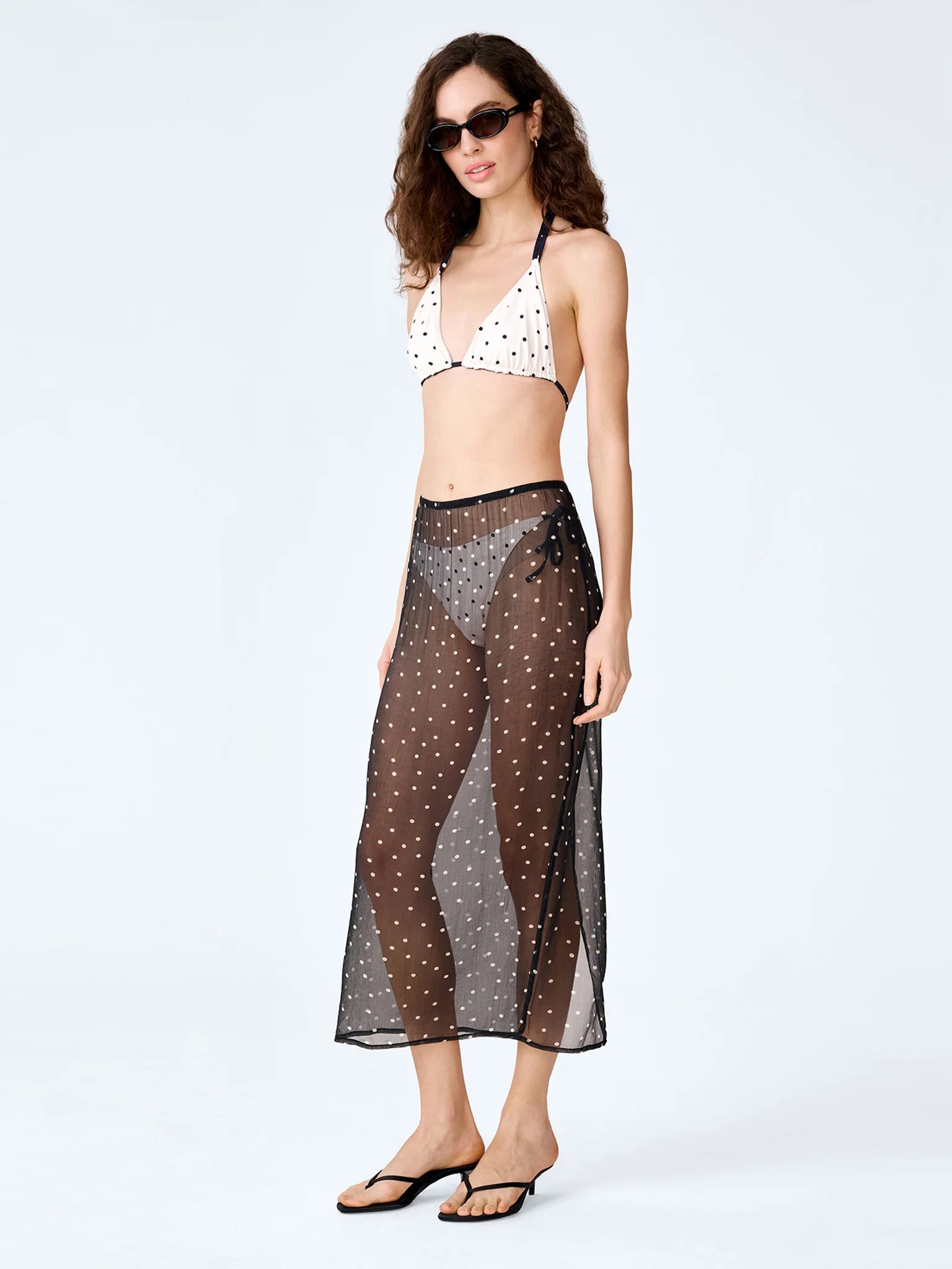 OMNES Sumba Mesh Skirt in Black Polka Dot - 2