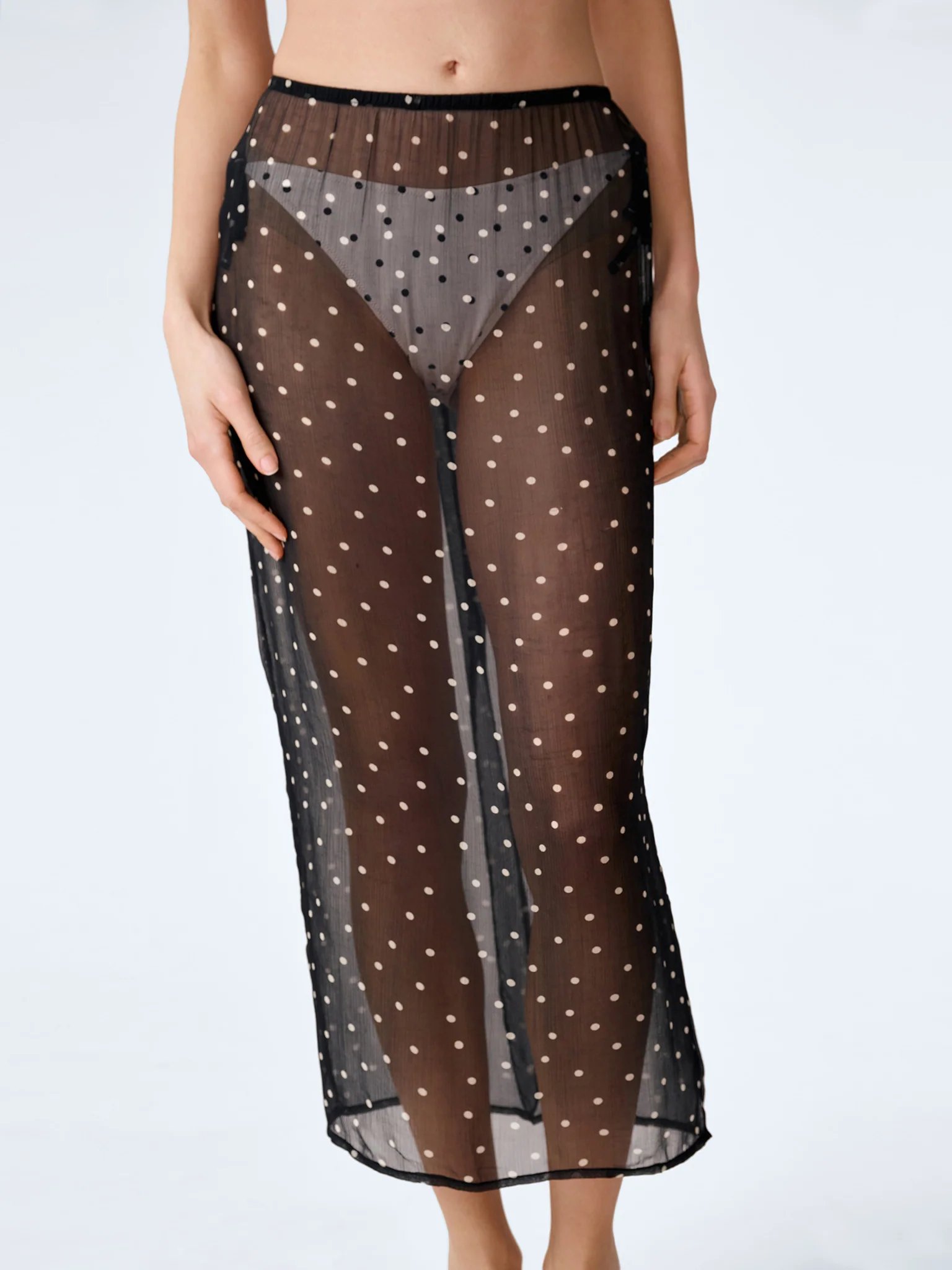 OMNES Sumba Mesh Skirt in Black Polka Dot - 3
