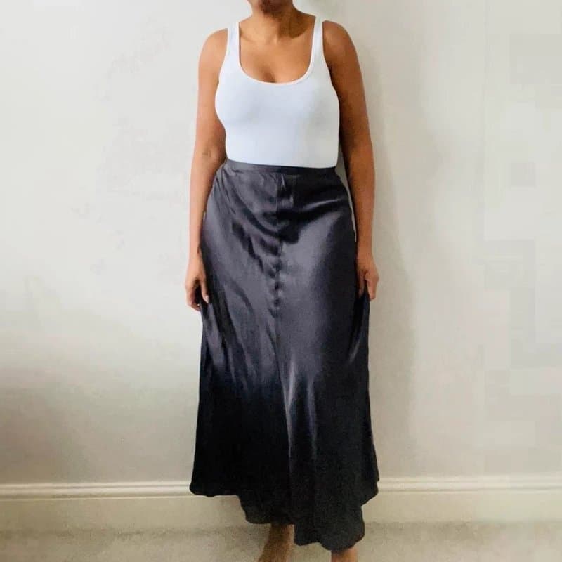 Zara Zara grey satin flared midi skirt - Medium / UK 10