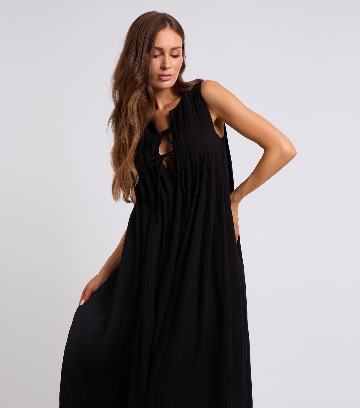 Urban Bliss Women's Black Tie Front Textured Maxi Dress Urban Bliss New Look - 3