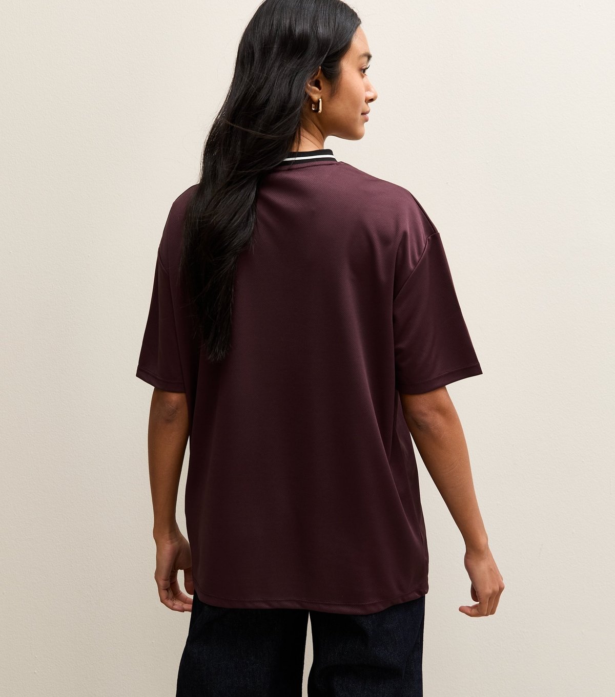 New Look Women's Dark Burgundy LA Logo Football Top New Look - 4