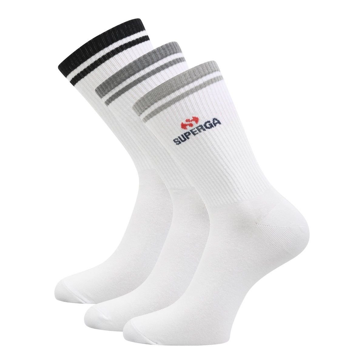 Superga Superga Men's Ribbed Knitted Socks (Pack of 3) in White - 1