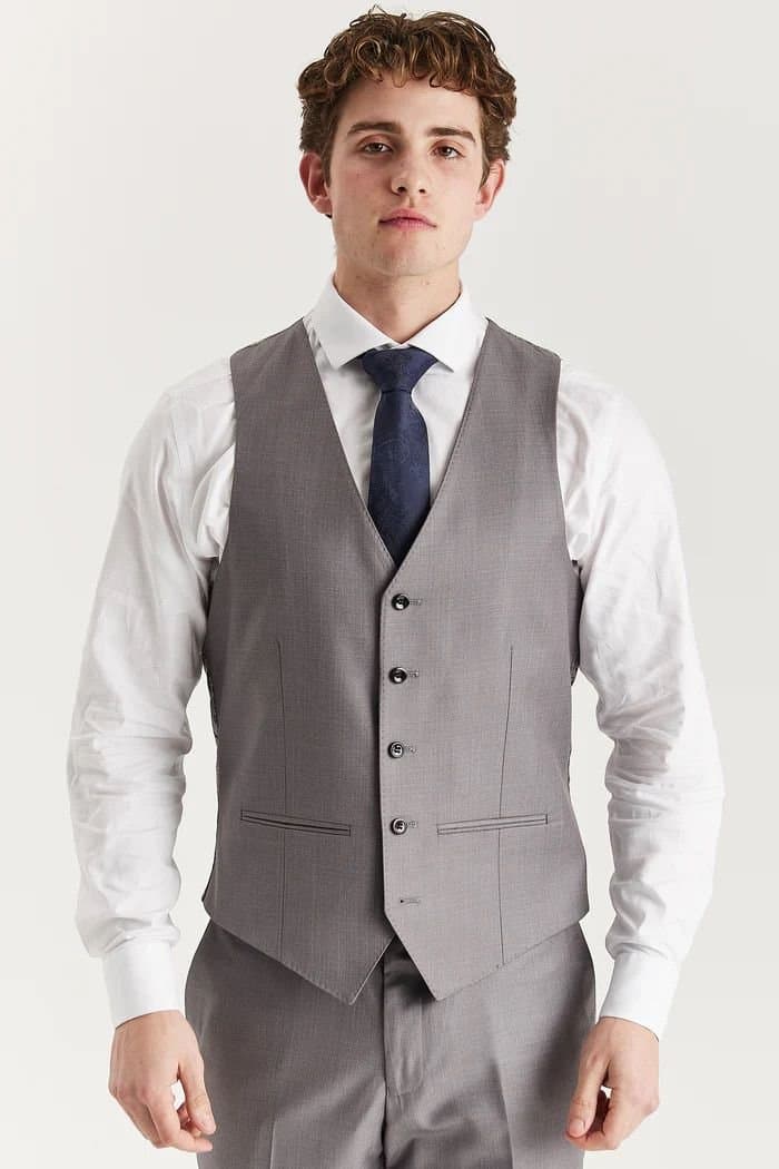 Paul Andrew Paul Andrew Men's Edward Waistcoat Tailored Fit Summer Vest in Grey