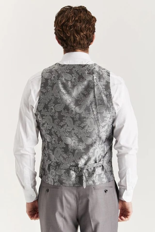 Paul Andrew Paul Andrew Men's Edward Waistcoat Tailored Fit Summer Vest in Grey - 2