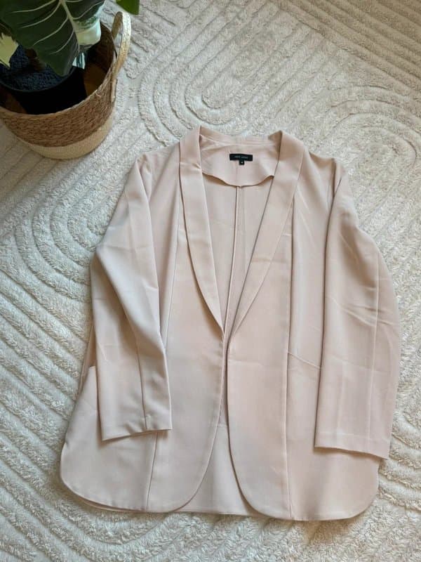 New Look New Look Nude Blush Longline Blazer UK 16 Smart Office Jacket Minimalist