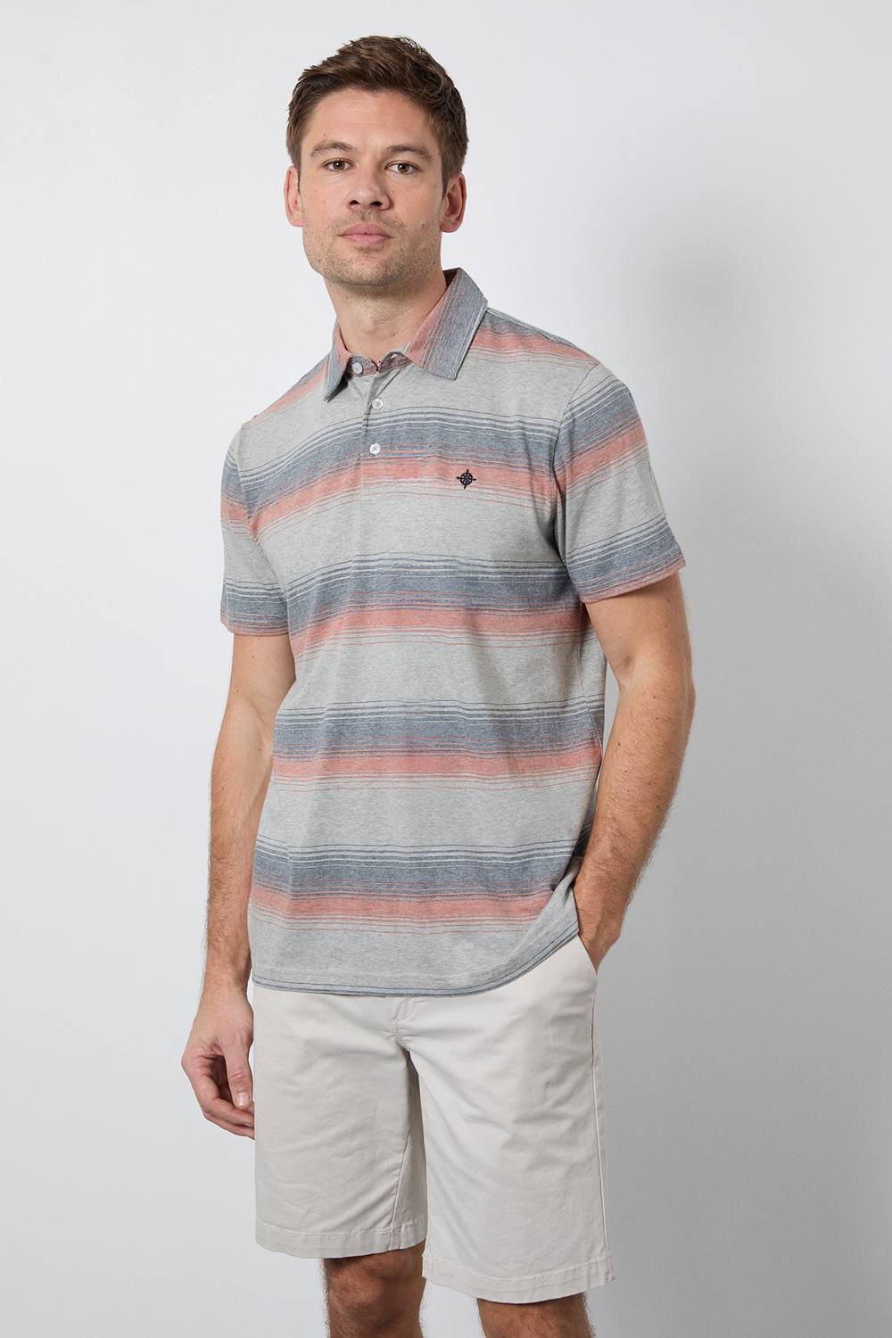 Maine Maine Men's Pink Variegated Stripe Polo Shirt - 2