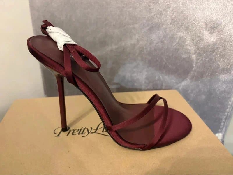 PLT NEW Plum purple burgundy grape satin ankle strap heel wedding occasion bridesmaid UK 3 prom