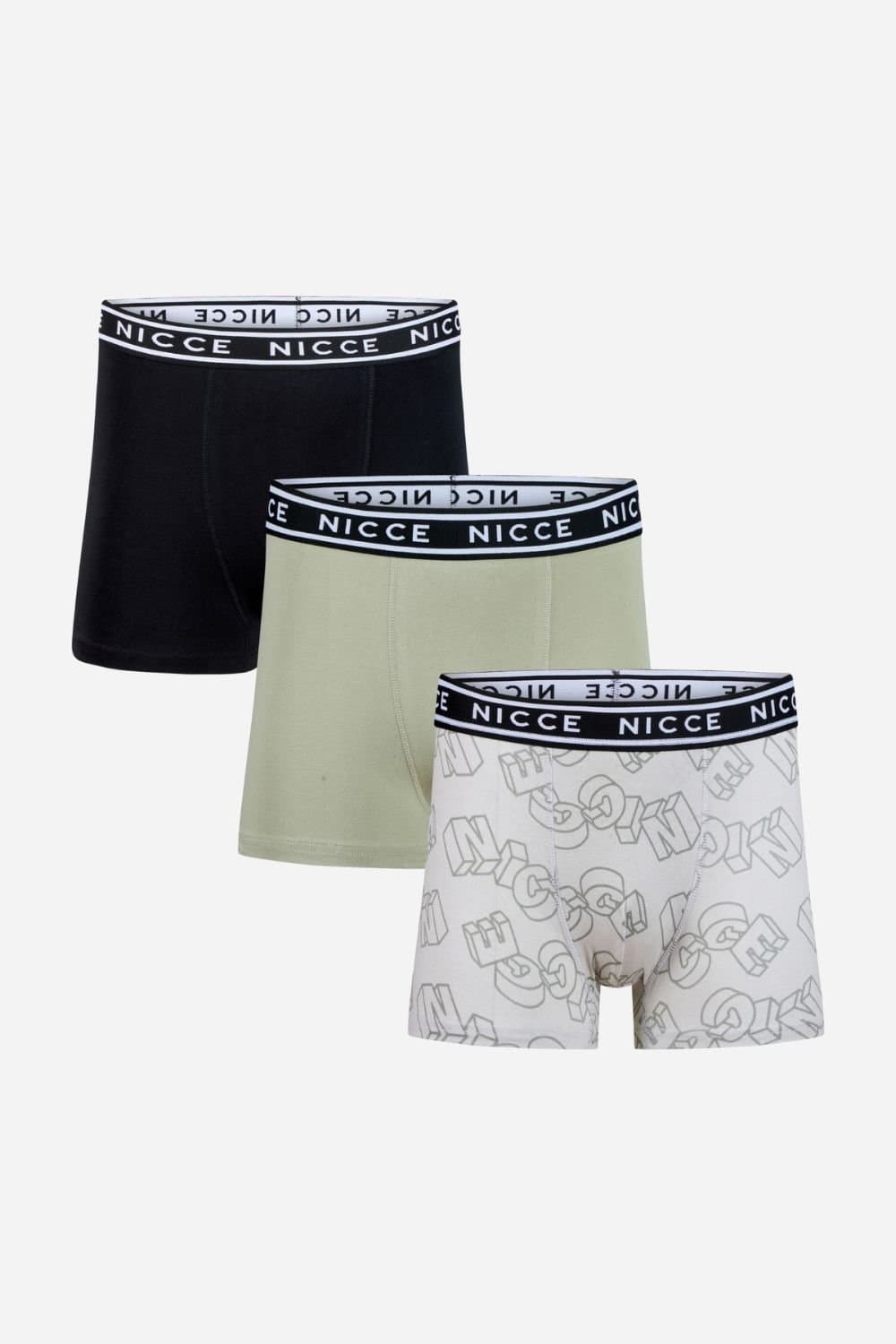 Nicce Nicce Men's 3-Pack Cotton Rich Boxer Briefs with Logo Waistband