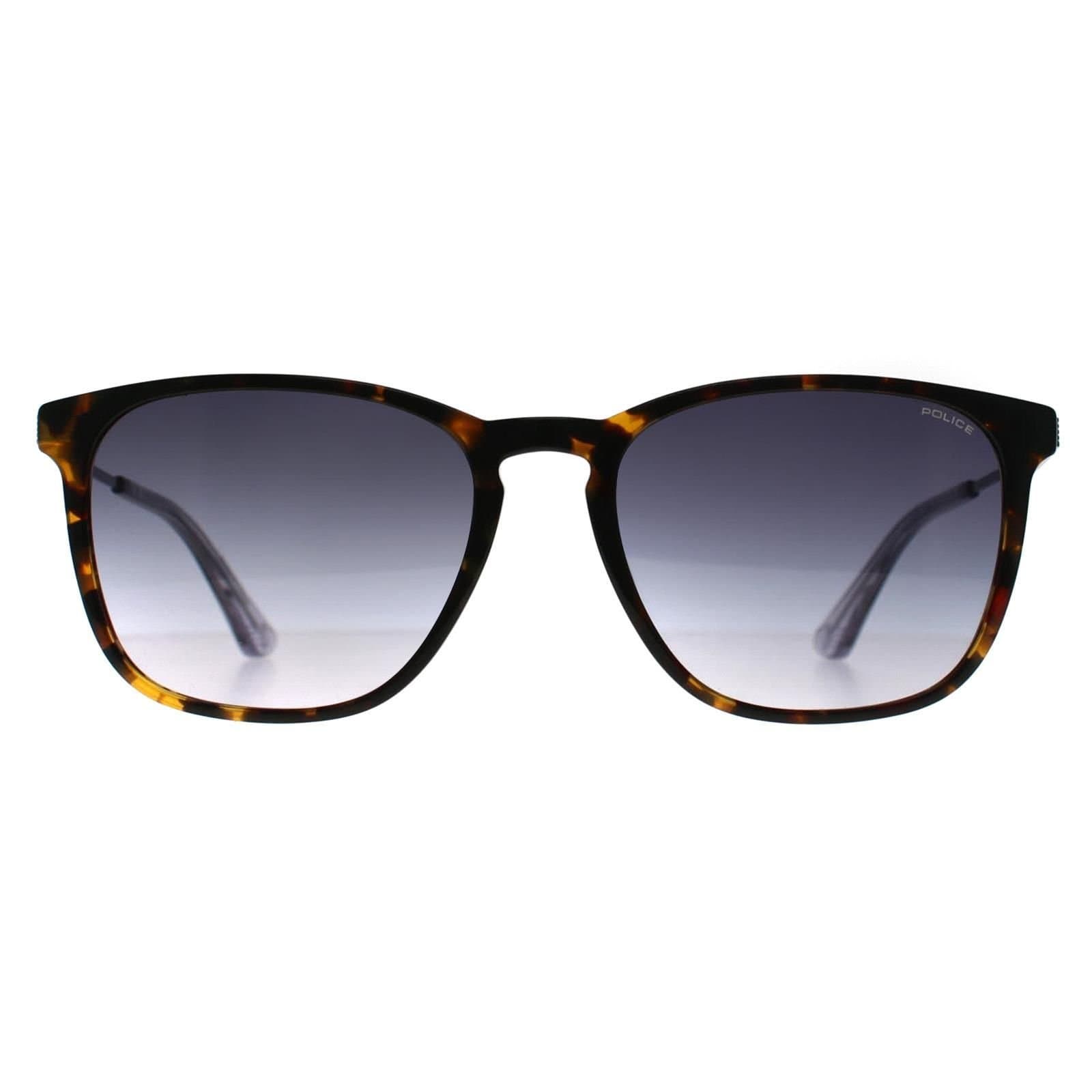 Police Police Men's Square Dark Havana Silver Grey Gradient SPLD47 Code 4 in Brown