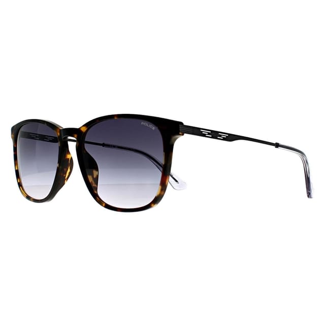 Police Police Men's Square Dark Havana Silver Grey Gradient SPLD47 Code 4 in Brown - 2