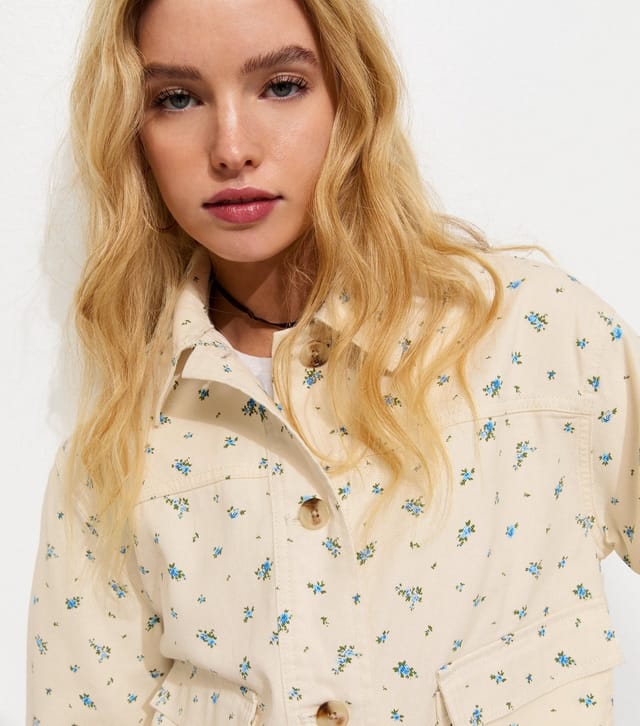New Look Women's Cream Cotton Ditsy Floral Shacket New Look - 2