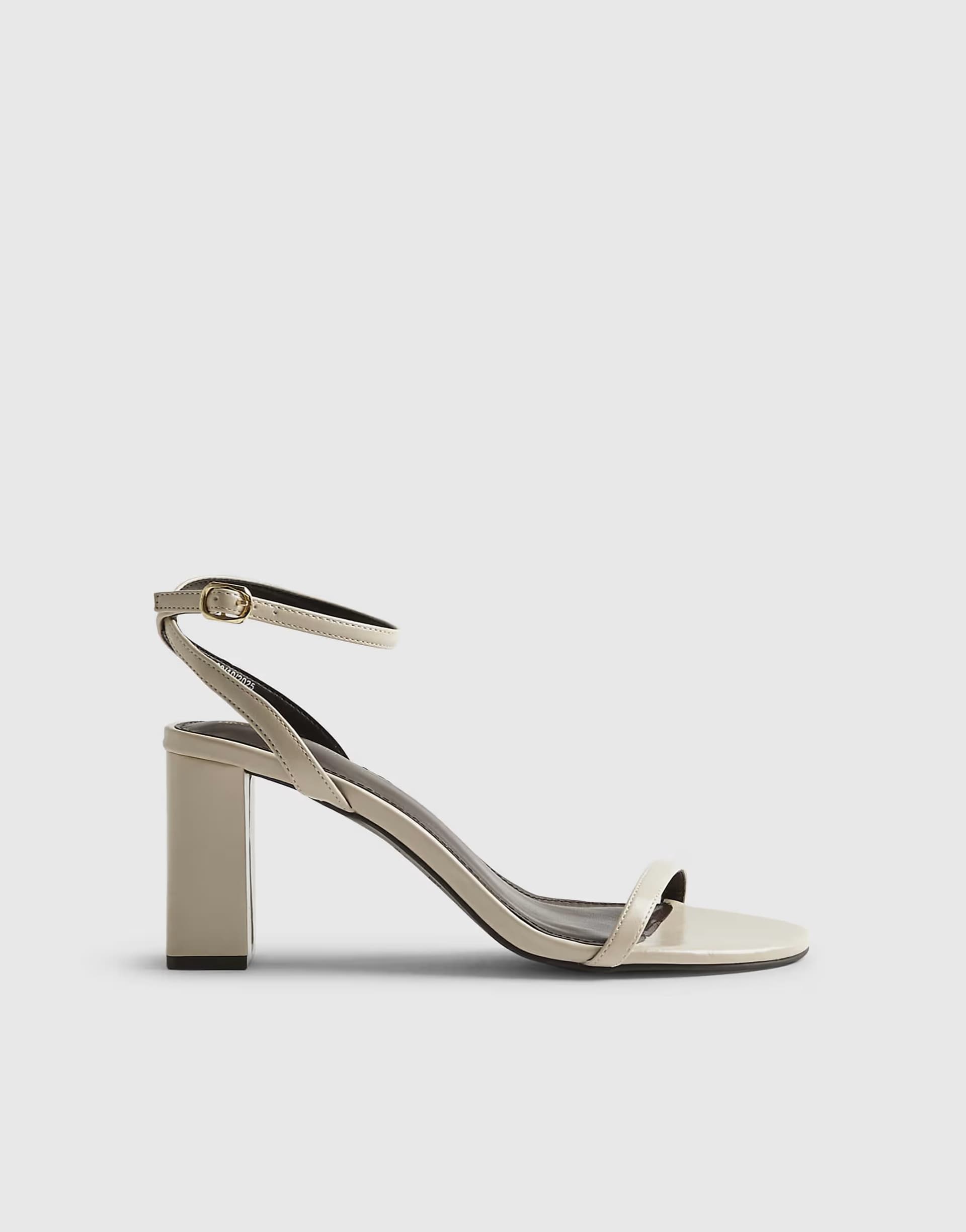 ASOS River Island Cream wide fit block heeled open toe sandals in ecru