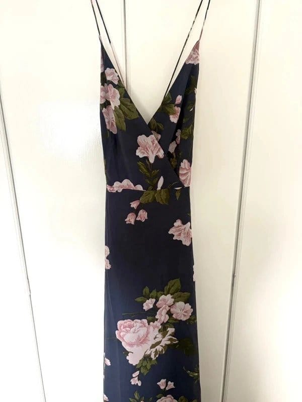 ASOS Cami Wrap Maxi Dress with Lace Up Back Navy Floral - 1