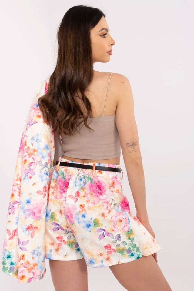 Love Lace Love Lace Women's Floral Blazer & High Waisted Shorts Set in Beige - 3