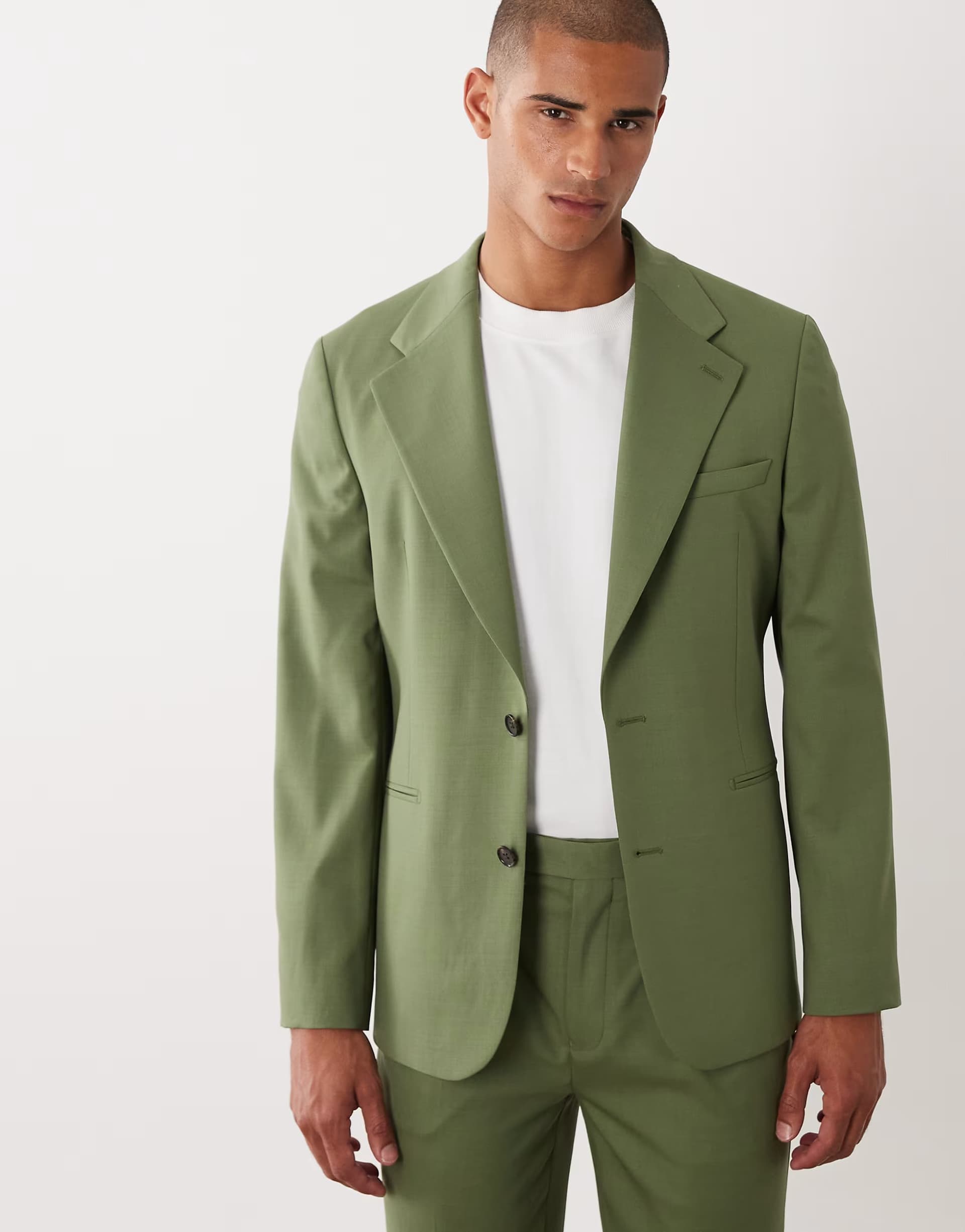 ASOS ASOS DESIGN 100% summer wool slim suit jacket in green
