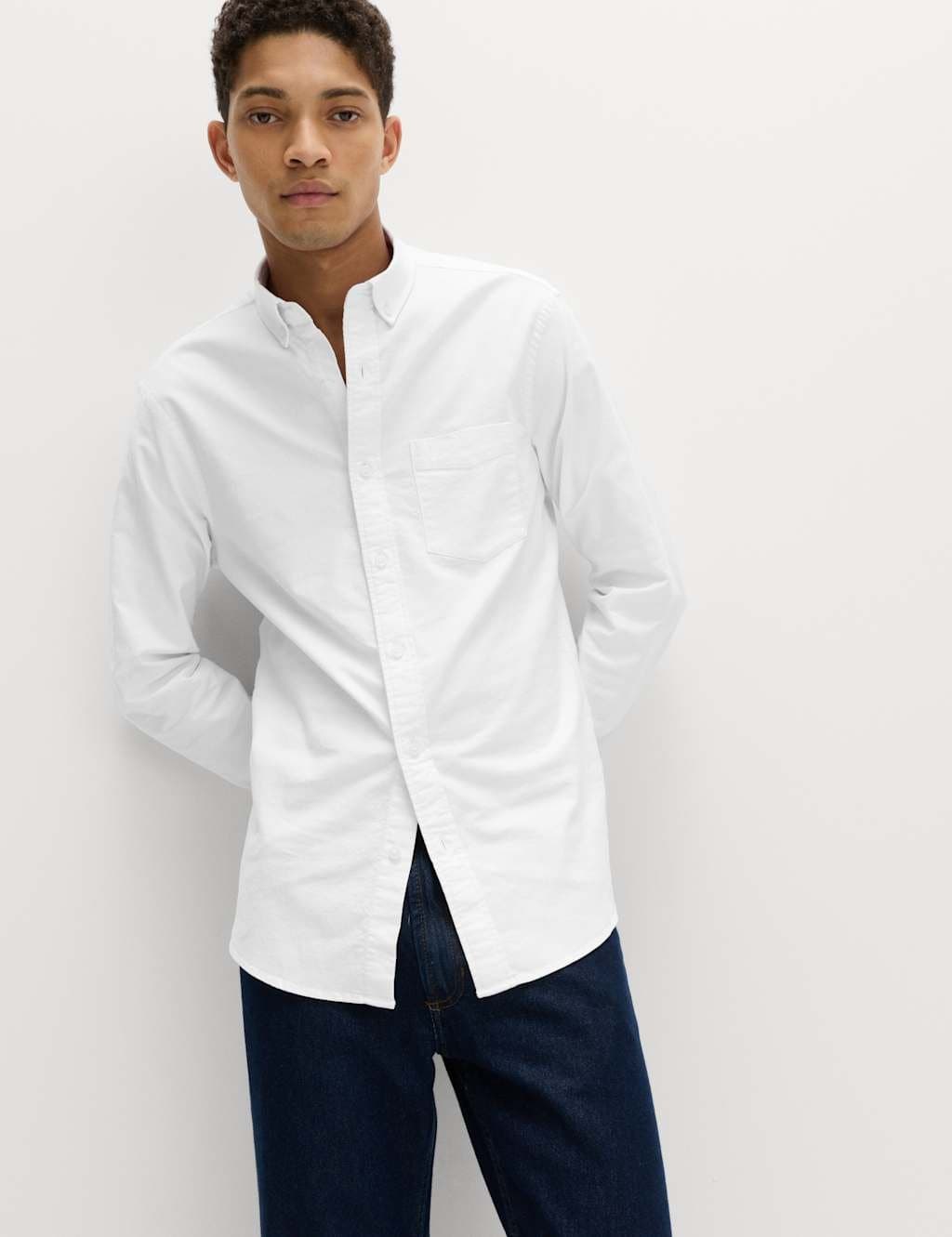 Marks & Spencer M&S Slim Fit Ultimate Cotton Rich Stretch Oxford Shirt White