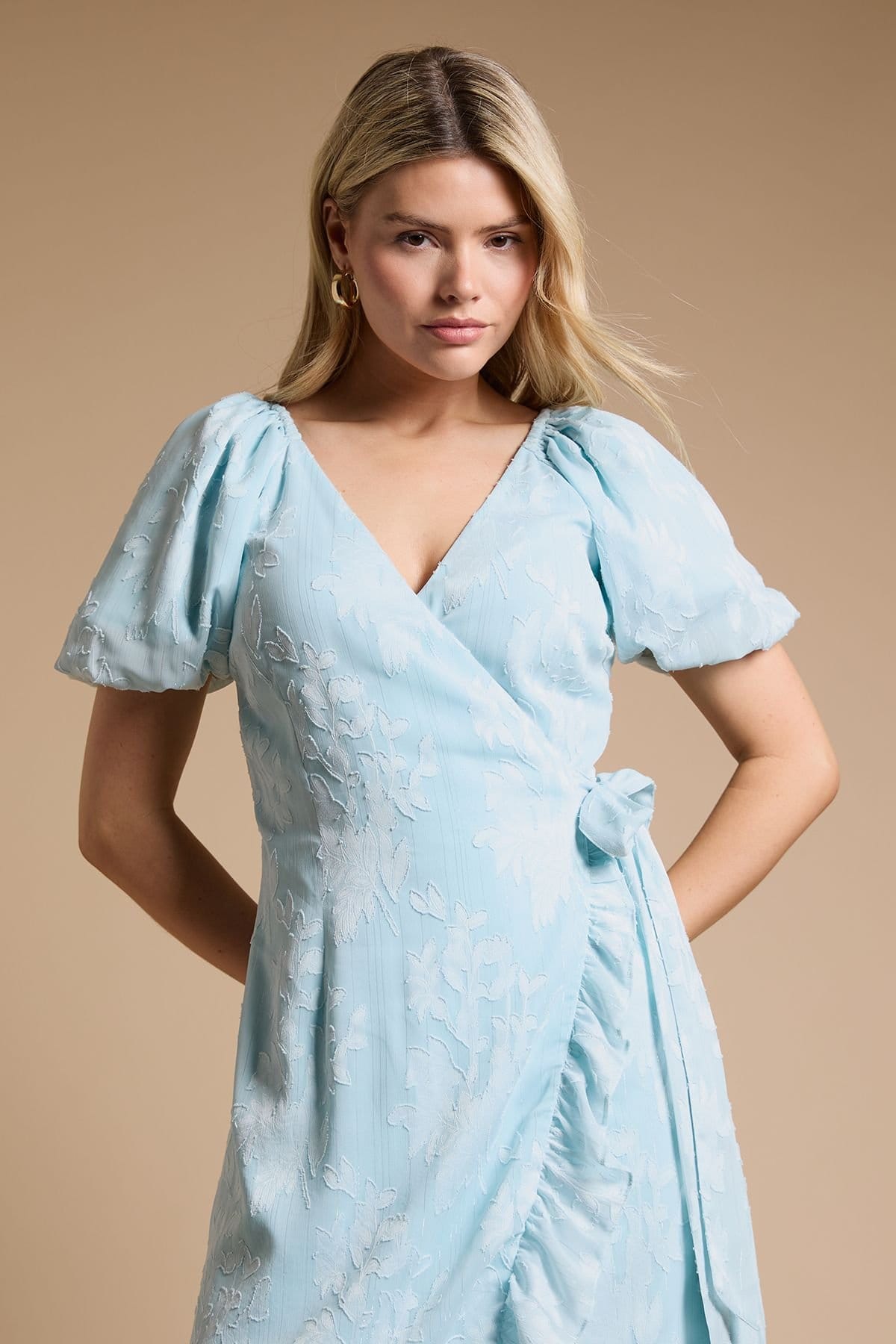 Dorothy Perkins Dorothy Perkins Women's DP Luxe Ruffle Wrap Midi Dress in Blue - 4