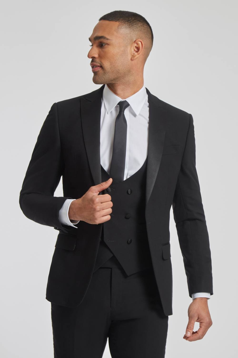 Antique Rogue Antique Rogue Men's Plain Black Dinner Jacket - 3