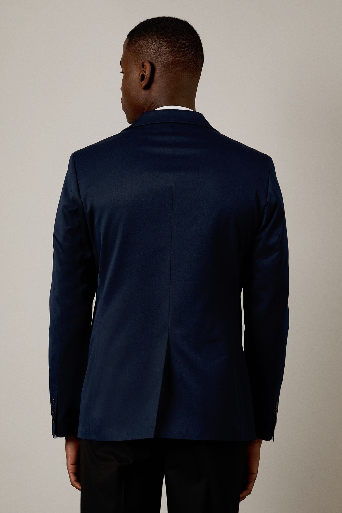 Burton Burton Men's Navy Tailored Fit Peak Collar Tuxedo Jacket - 3