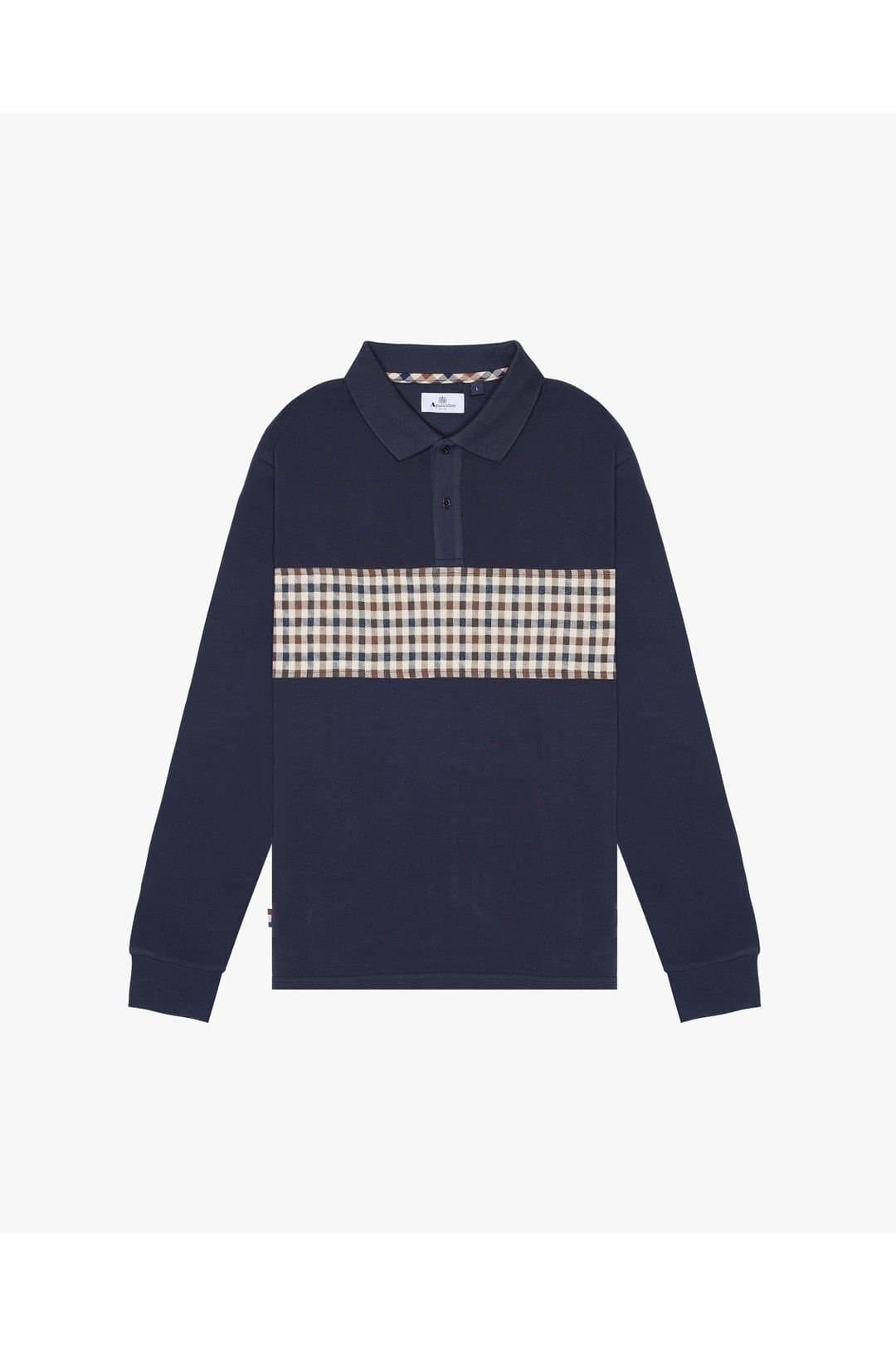 Aquascutum Aquascutum Men's Iconic Insert Polo L/S Navy