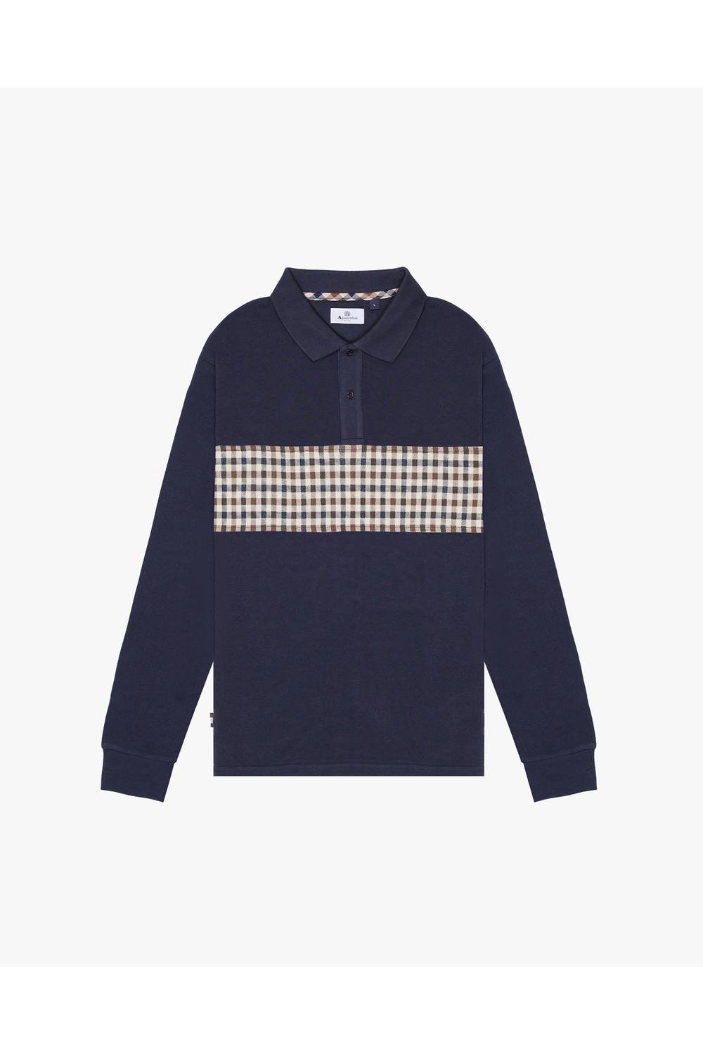 Aquascutum Aquascutum Men's Iconic Insert Polo L/S Navy - 2