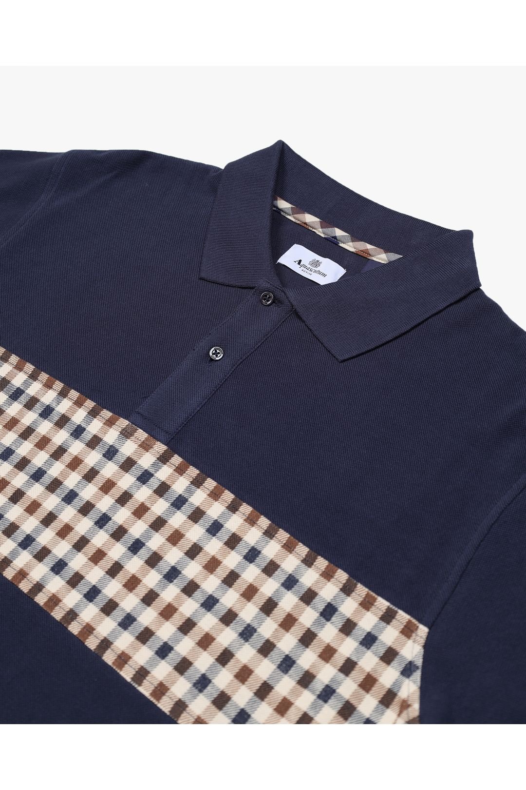 Aquascutum Aquascutum Men's Iconic Insert Polo L/S Navy - 3