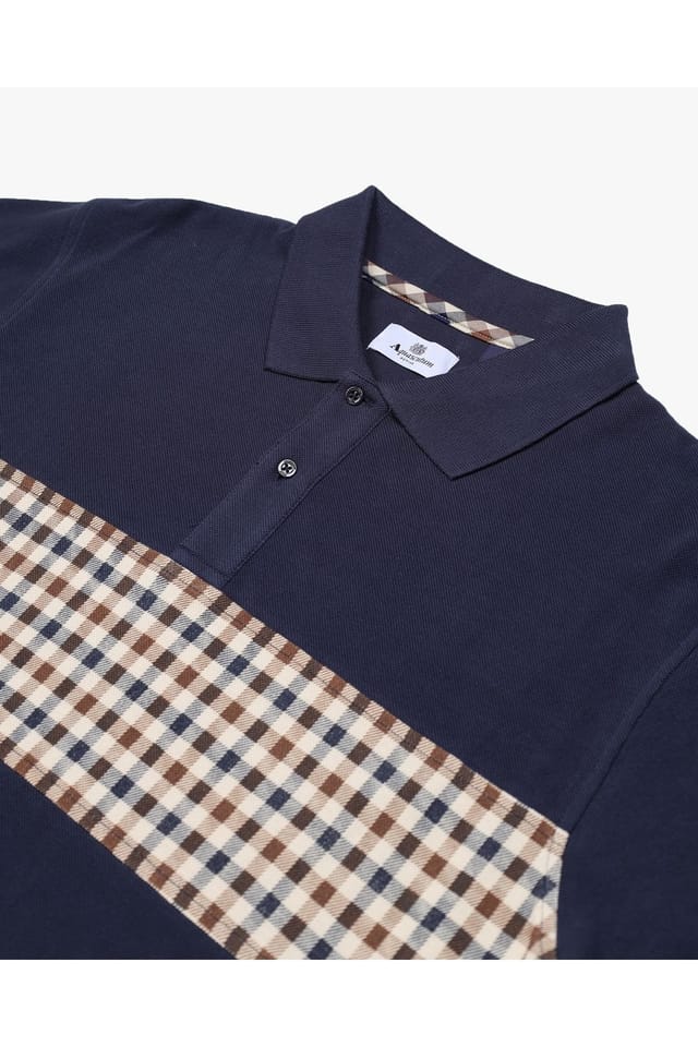 Aquascutum Aquascutum Men's Iconic Insert Polo L/S Navy - 3