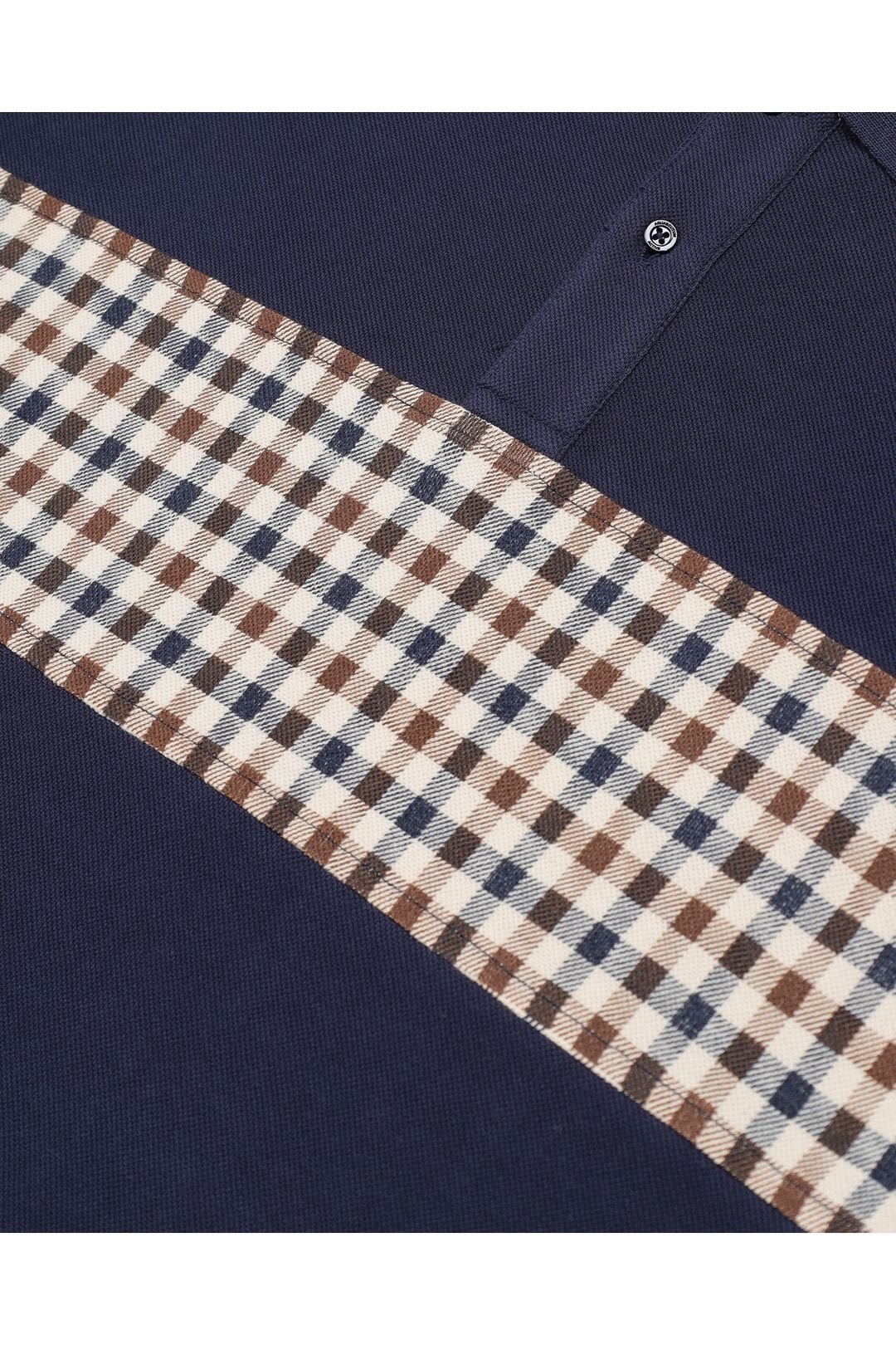 Aquascutum Aquascutum Men's Iconic Insert Polo L/S Navy - 4