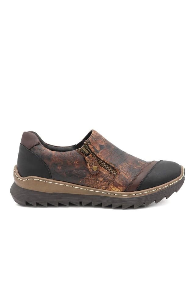 Pavers Pavers Women's Zip Up Platform Heel Shoes in Brown - 2