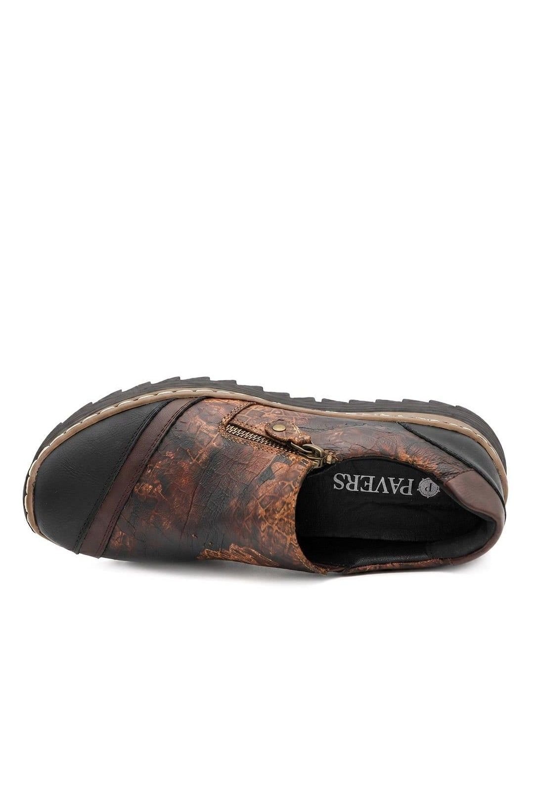 Pavers Pavers Women's Zip Up Platform Heel Shoes in Brown - 4