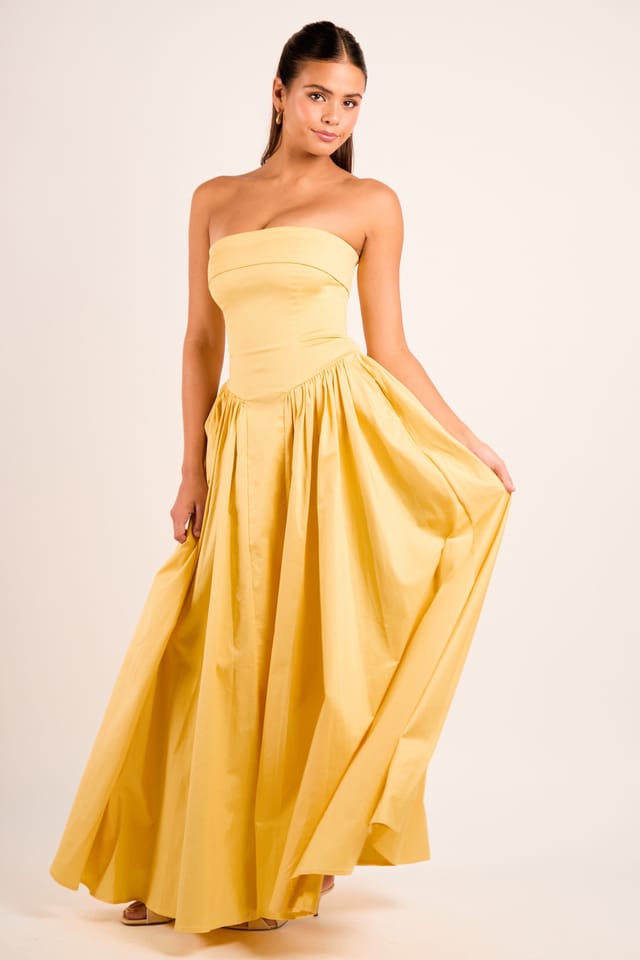 Jaded Rose Jaded Rose Women's Edith Honey Yellow Bandeau Corset Cotton Maxi Dress - 2